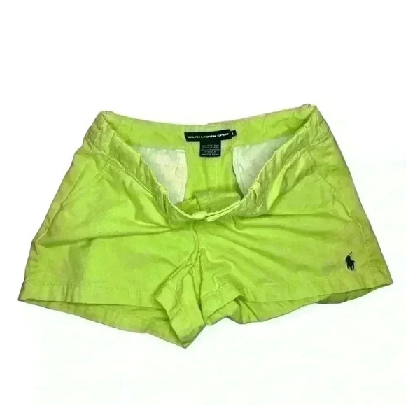 RALPH LAUREN SPORT Y2K LIME GREEN MINI SHORTS - Picture 3 of 5